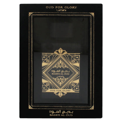 badee al oud for glory by lattafa edp spray 3.4 oz para hombres