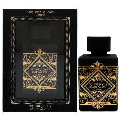 badee al oud for glory by lattafa edp spray 3.4 oz para hombres